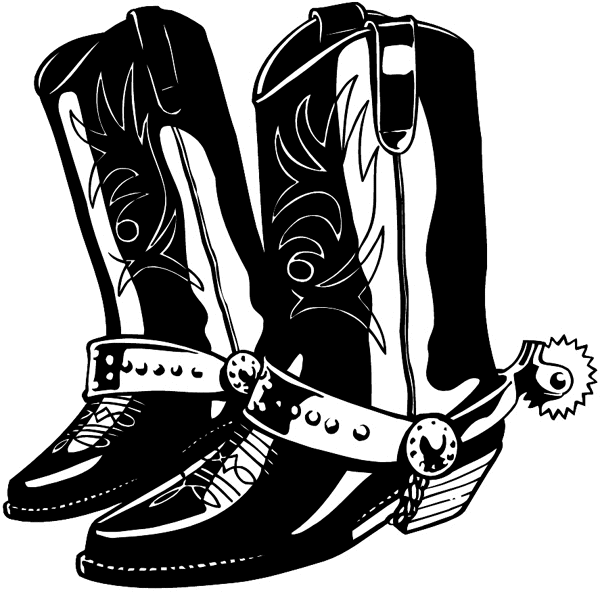 Cowboy boots and spurs vinyl sticker. Customize on line. Shoes 083-0106
